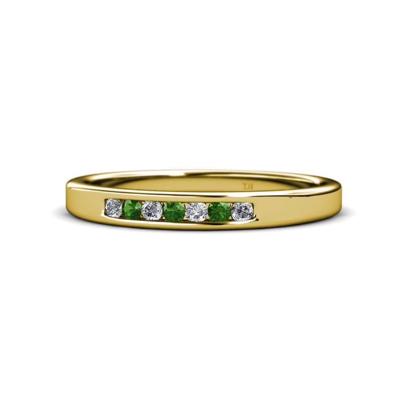 Kathiryn 2.00 mm Green Garnet and Diamond 7 Stone Wedding Band 