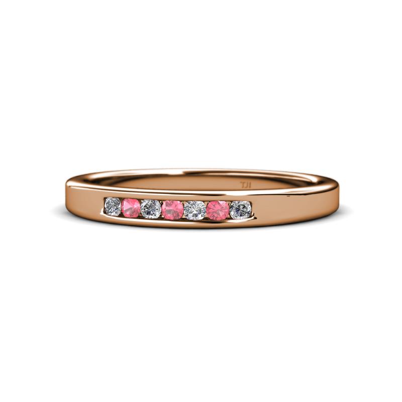 Kathiryn 2.00 mm Pink Tourmaline and Diamond 7 Stone Wedding Band 