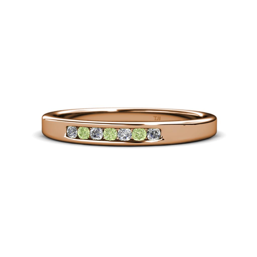 Kathiryn 2.00 mm Peridot and Diamond 7 Stone Wedding Band 