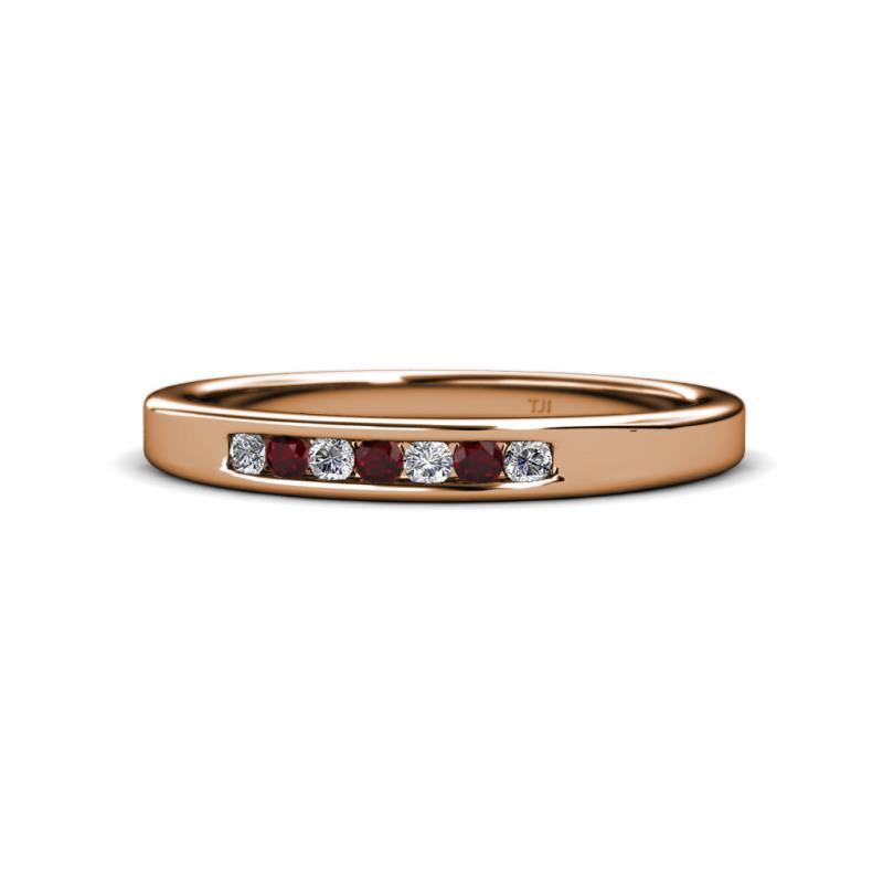 Kathiryn 2.00 mm Red Garnet and Diamond 7 Stone Wedding Band 