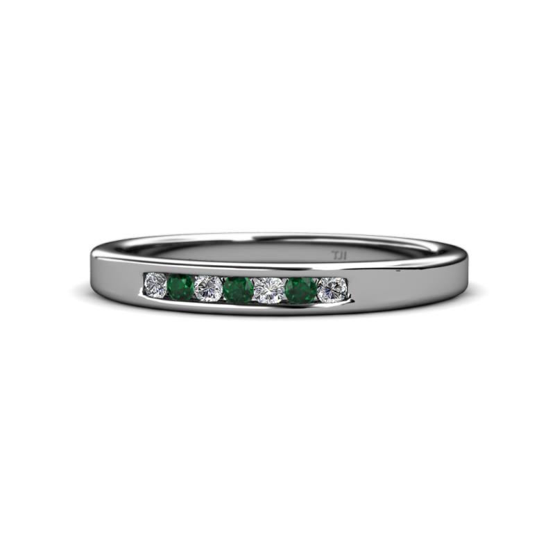 Kathiryn 2.00 mm Emerald and Diamond 7 Stone Wedding Band 