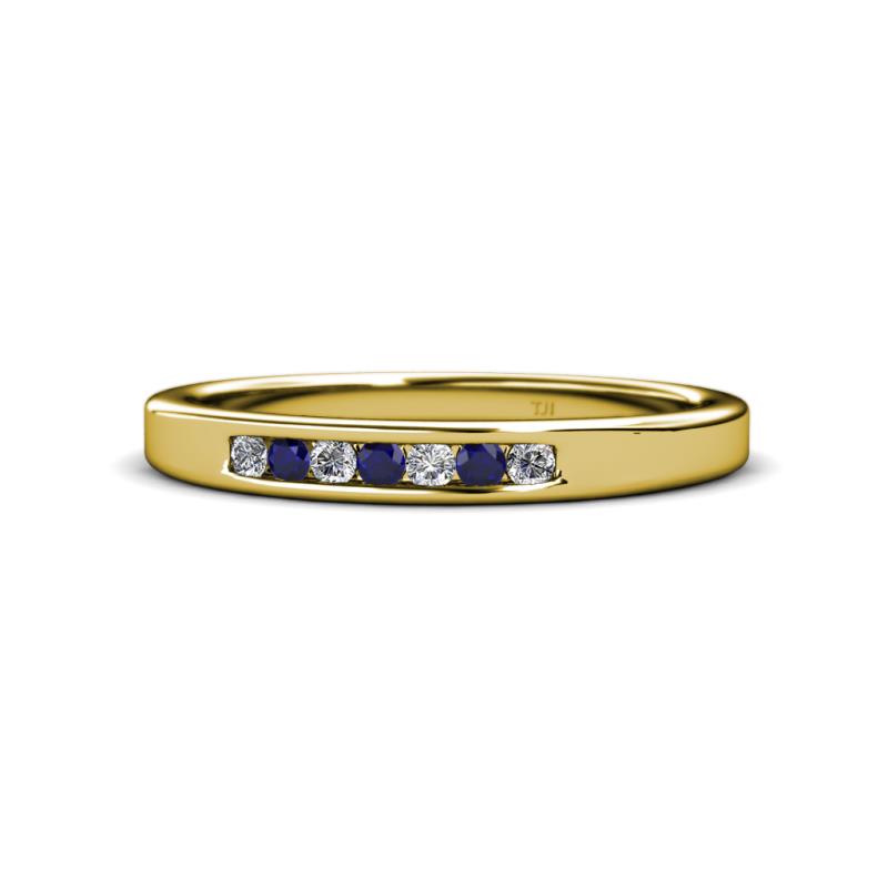 Kathiryn 2.00 mm Blue Sapphire and Diamond 7 Stone Wedding Band 