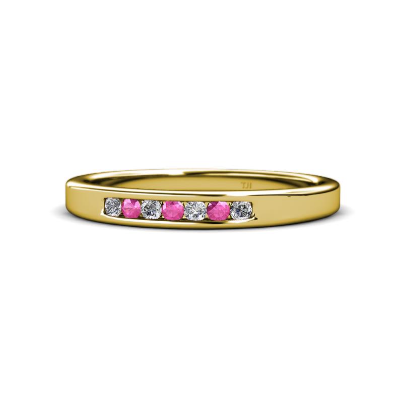 Kathiryn 2.00 mm Pink Sapphire and Diamond 7 Stone Wedding Band 