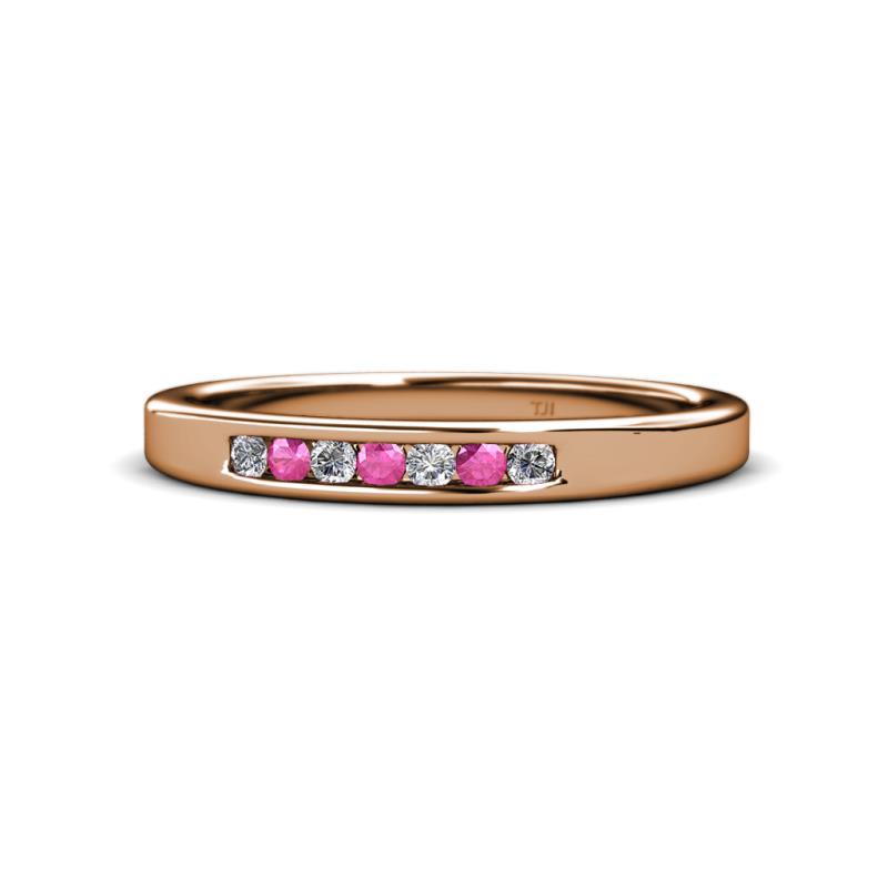 Kathiryn 2.00 mm Pink Sapphire and Diamond 7 Stone Wedding Band 