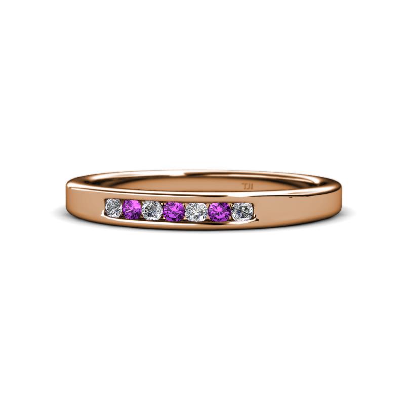 Kathiryn 2.00 mm Amethyst and Diamond 7 Stone Wedding Band 