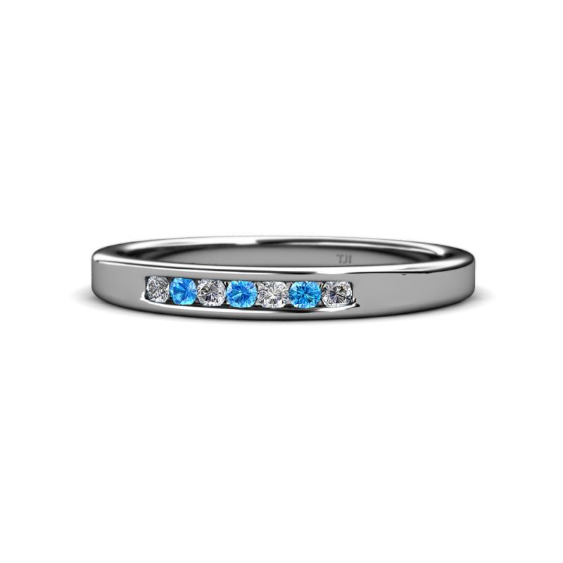 Kathiryn 2.00 mm Blue Topaz and Diamond 7 Stone Wedding Band 