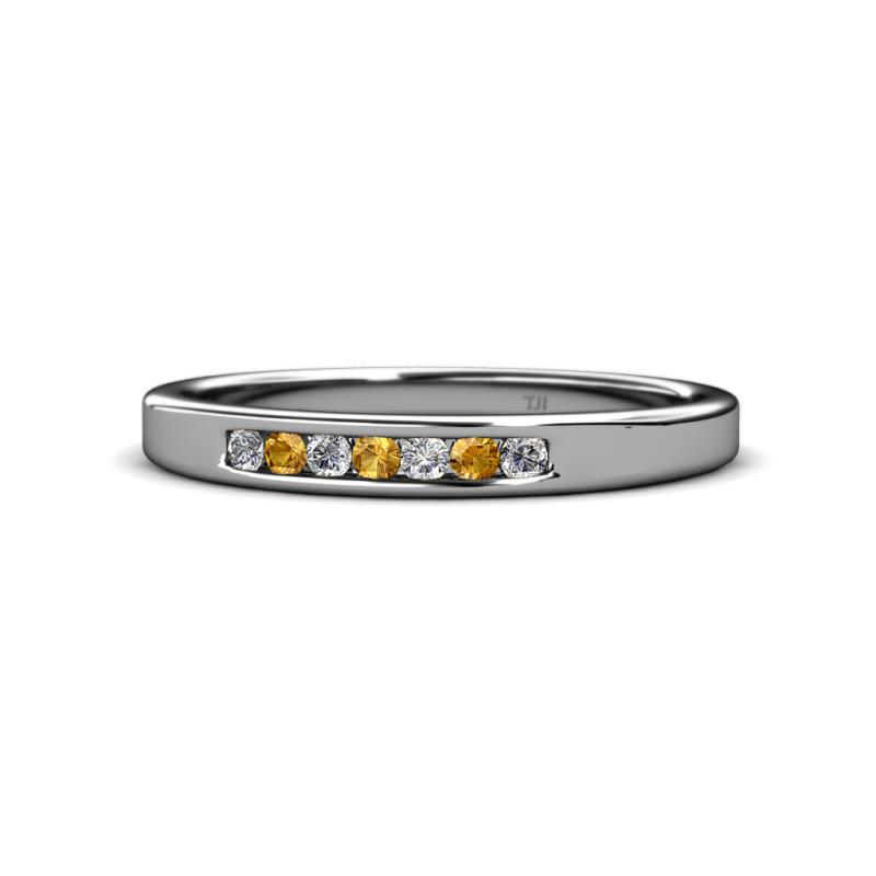 Kathiryn 2.00 mm Citrine and Diamond 7 Stone Wedding Band 