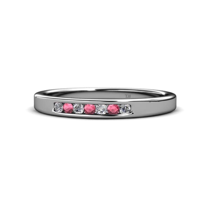 Kathiryn 2.00 mm Rhodolite Garnet and Diamond 7 Stone Wedding Band 