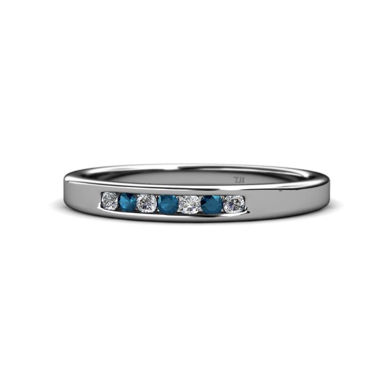 Kathiryn 2.00 mm Blue and White Diamond 7 Stone Wedding Band 