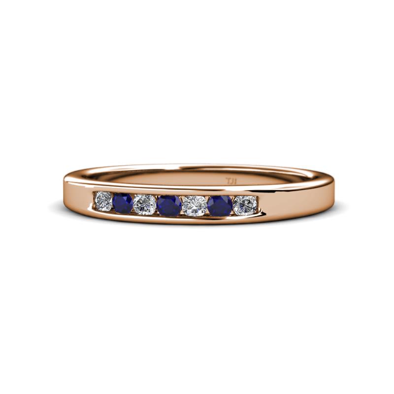 Kathiryn 2.40 mm Blue Sapphire and Diamond 7 Stone Wedding Band 