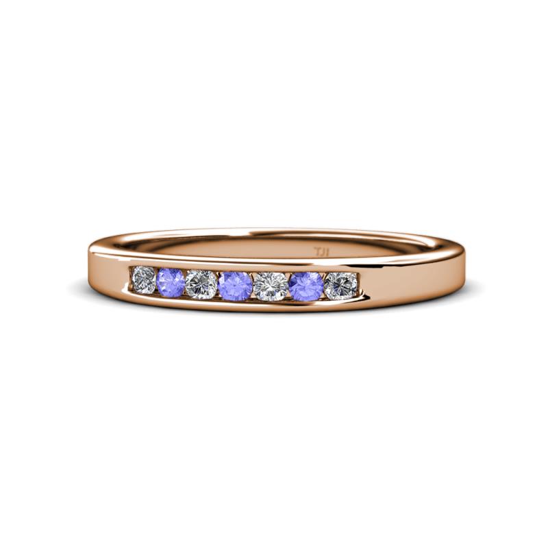 Kathiryn 2.40 mm Tanzanite and Diamond 7 Stone Wedding Band 