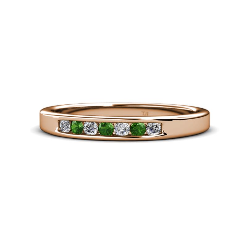 Kathiryn 2.40 mm Green Garnet and Diamond 7 Stone Wedding Band 