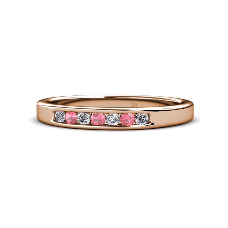 Kathiryn 2.40 mm Pink Tourmaline and Diamond 7 Stone Wedding Band 