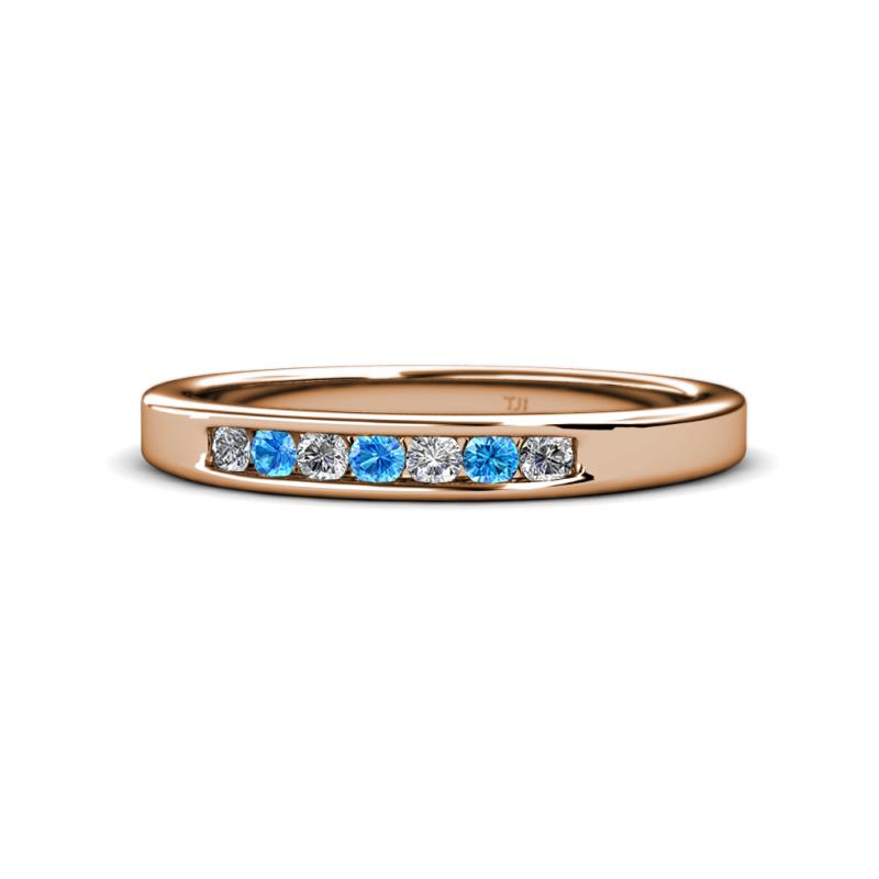 Kathiryn 2.40 mm Blue Topaz and Diamond 7 Stone Wedding Band 