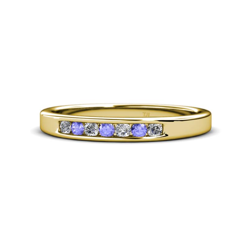 Kathiryn 2.40 mm Tanzanite and Diamond 7 Stone Wedding Band 