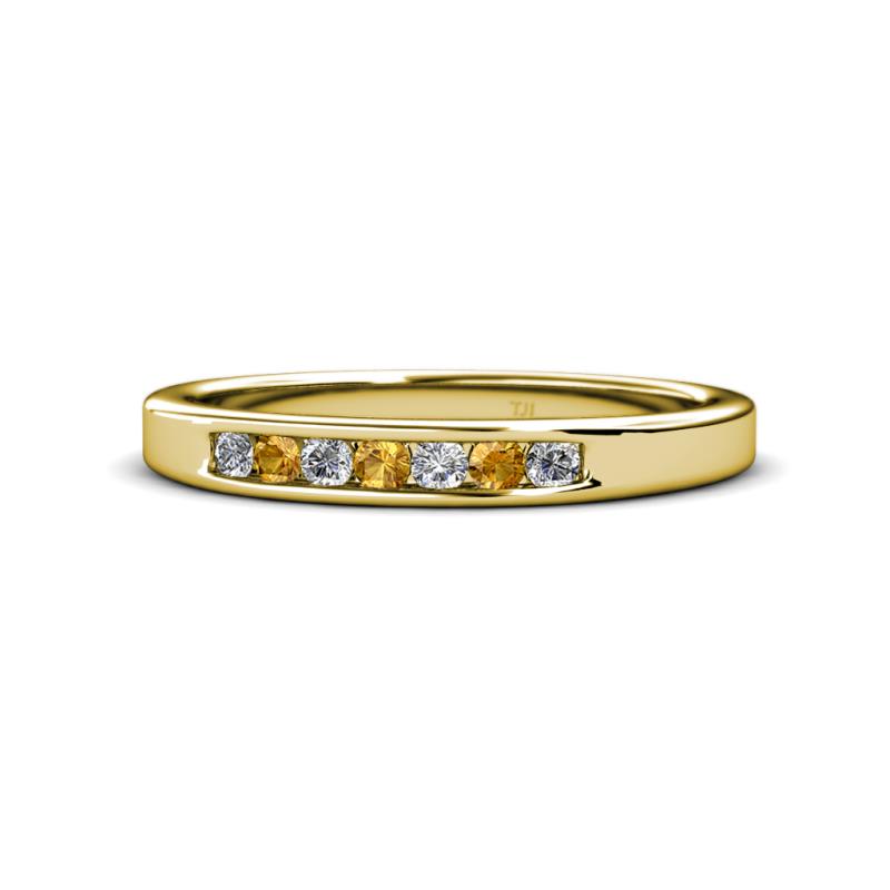 Kathiryn 2.40 mm Citrine and Diamond 7 Stone Wedding Band 