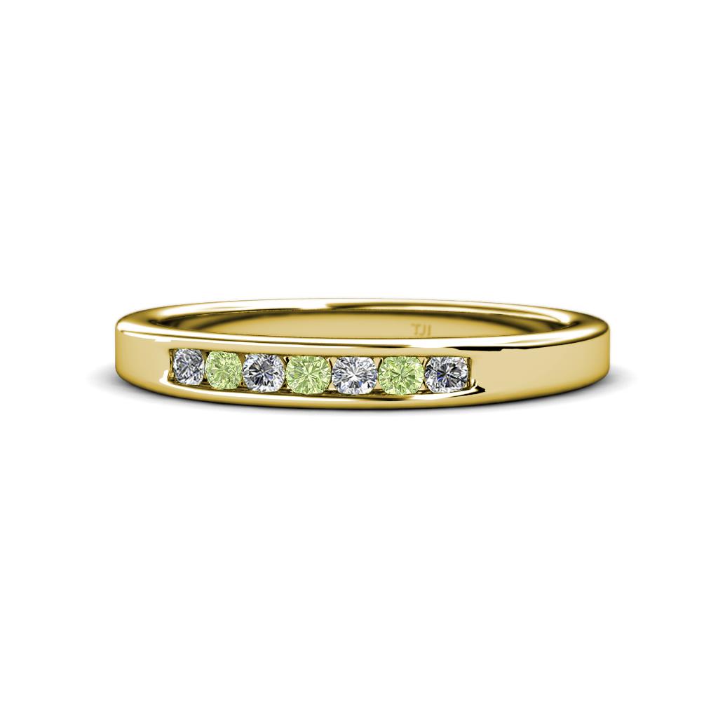 Kathiryn 2.40 mm Peridot and Diamond 7 Stone Wedding Band 