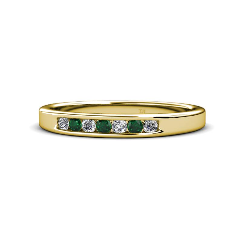 Kathiryn 2.40 mm Emerald and Diamond 7 Stone Wedding Band 