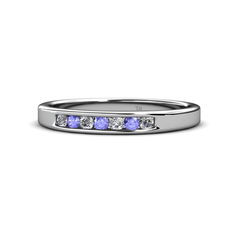 Kathiryn 2.40 mm Tanzanite and Diamond 7 Stone Wedding Band 