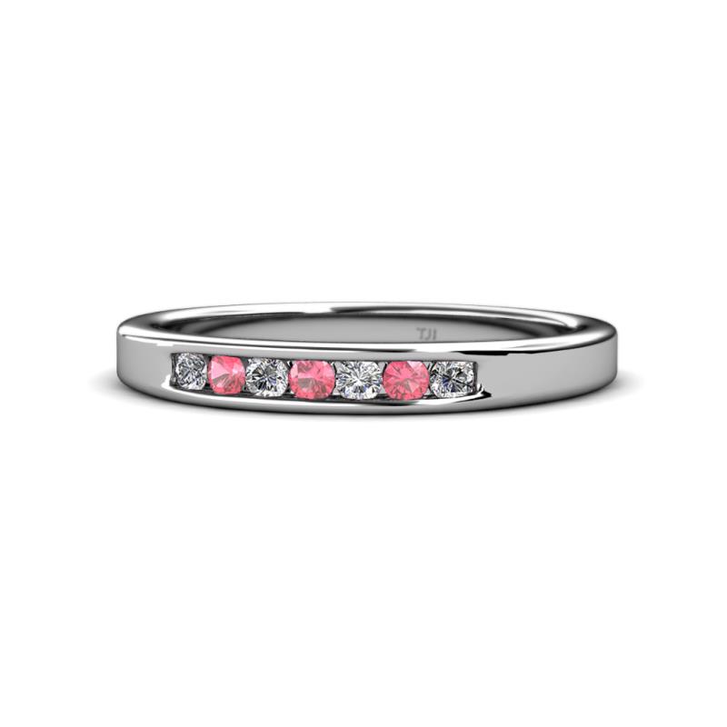 Kathiryn 2.40 mm Pink Tourmaline and Diamond 7 Stone Wedding Band 