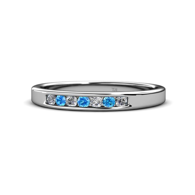 Kathiryn 2.40 mm Blue Topaz and Diamond 7 Stone Wedding Band 