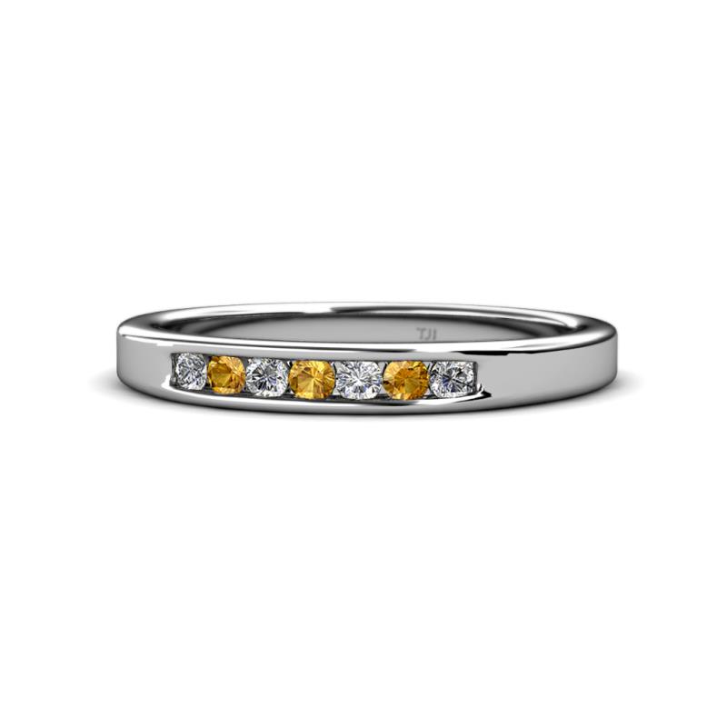 Kathiryn 2.40 mm Citrine and Diamond 7 Stone Wedding Band 