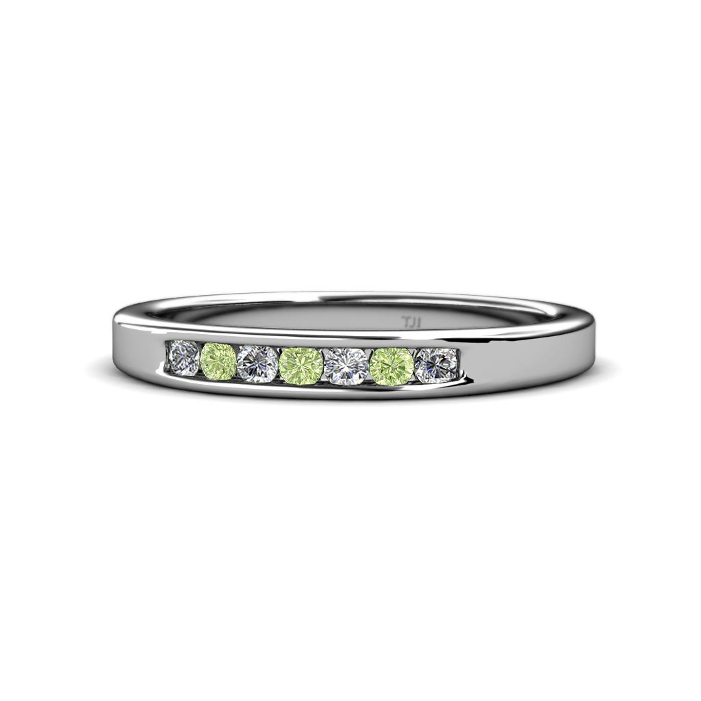 Kathiryn 2.40 mm Peridot and Diamond 7 Stone Wedding Band 