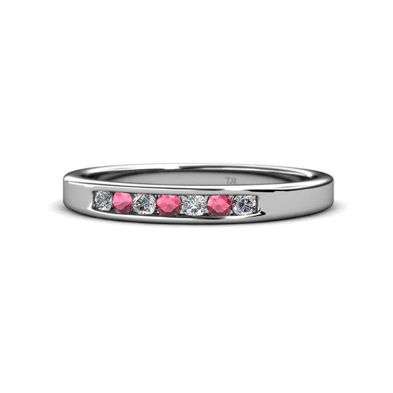 Kathiryn 2.40 mm Rhodolite Garnet and Diamond 7 Stone Wedding Band 