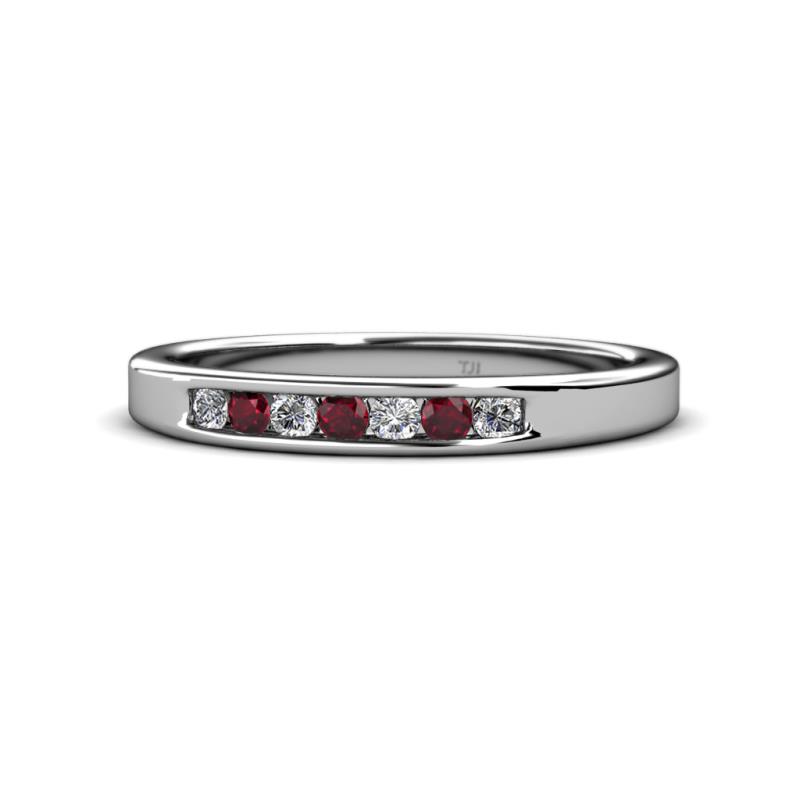 Kathiryn 2.40 mm Ruby and Diamond 7 Stone Wedding Band 