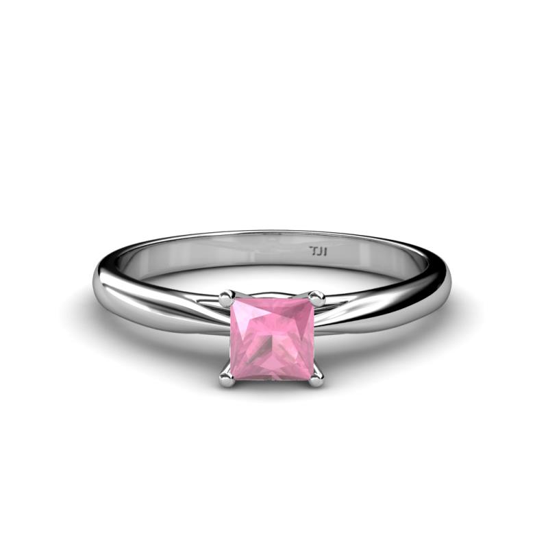 Celine Princess Cut Pink Tourmaline Solitaire Engagement Ring 