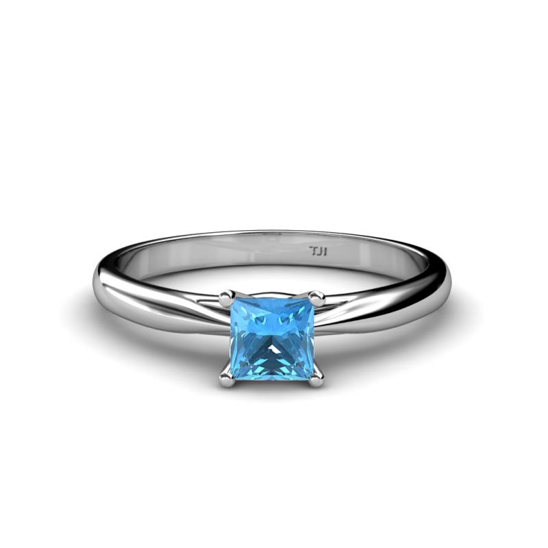 Celine Princess Cut Blue Topaz Solitaire Engagement Ring 