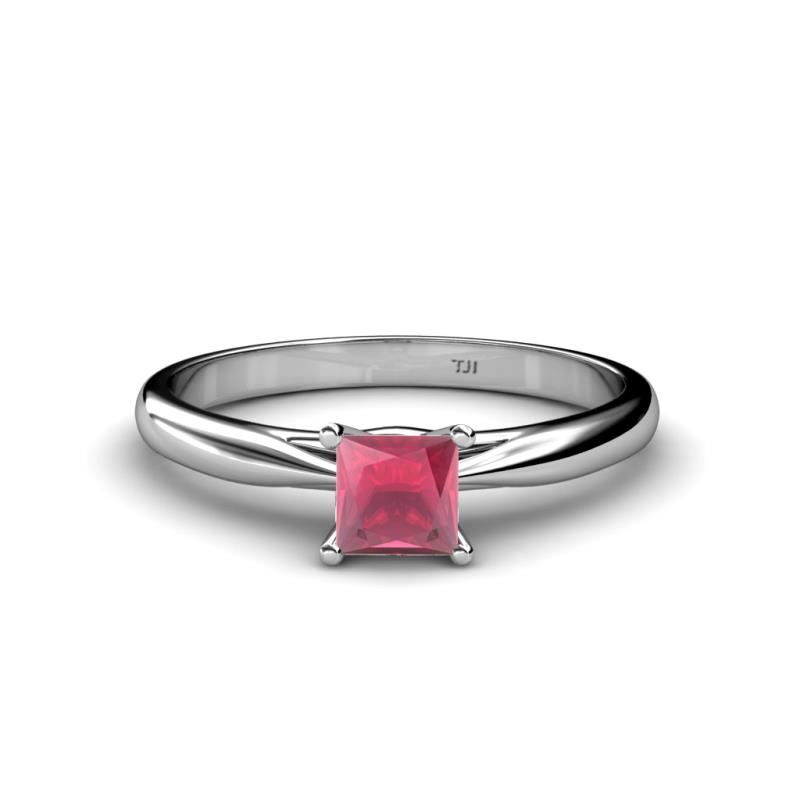 Celine Princess Cut Rhodolite Garnet Solitaire Engagement Ring 