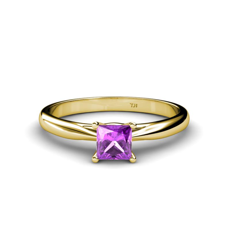 Celine Princess Cut Amethyst Solitaire Engagement Ring 