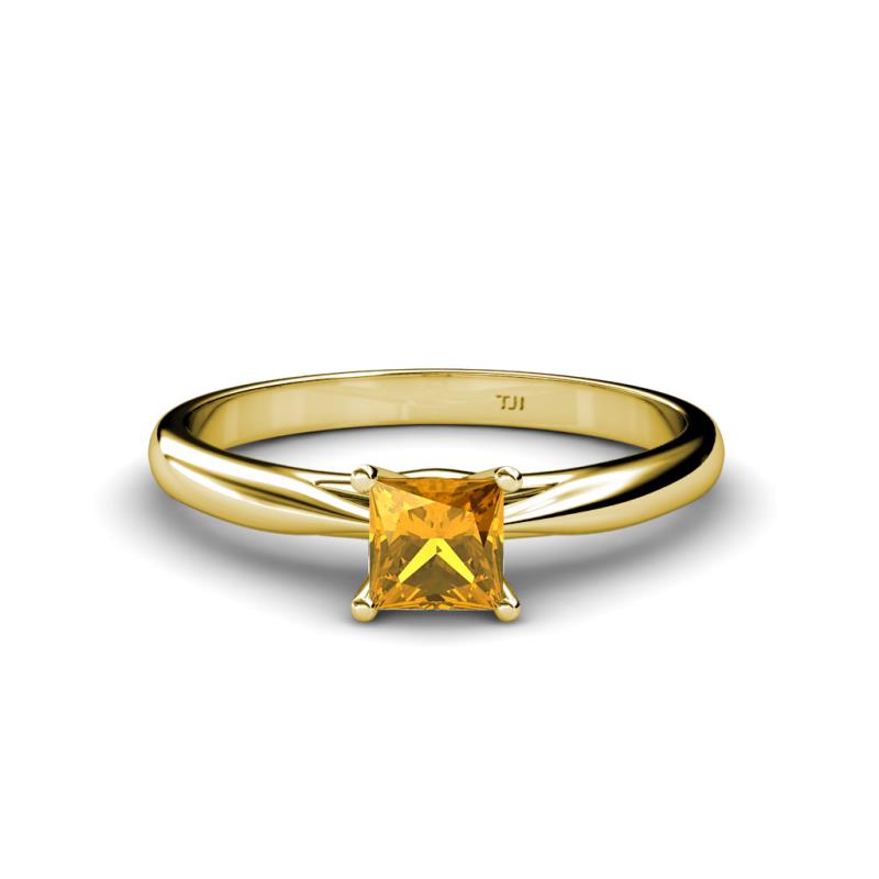 Celine Princess Cut Citrine Solitaire Engagement Ring 