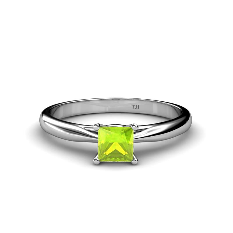 Celine Princess Cut Peridot Solitaire Engagement Ring 