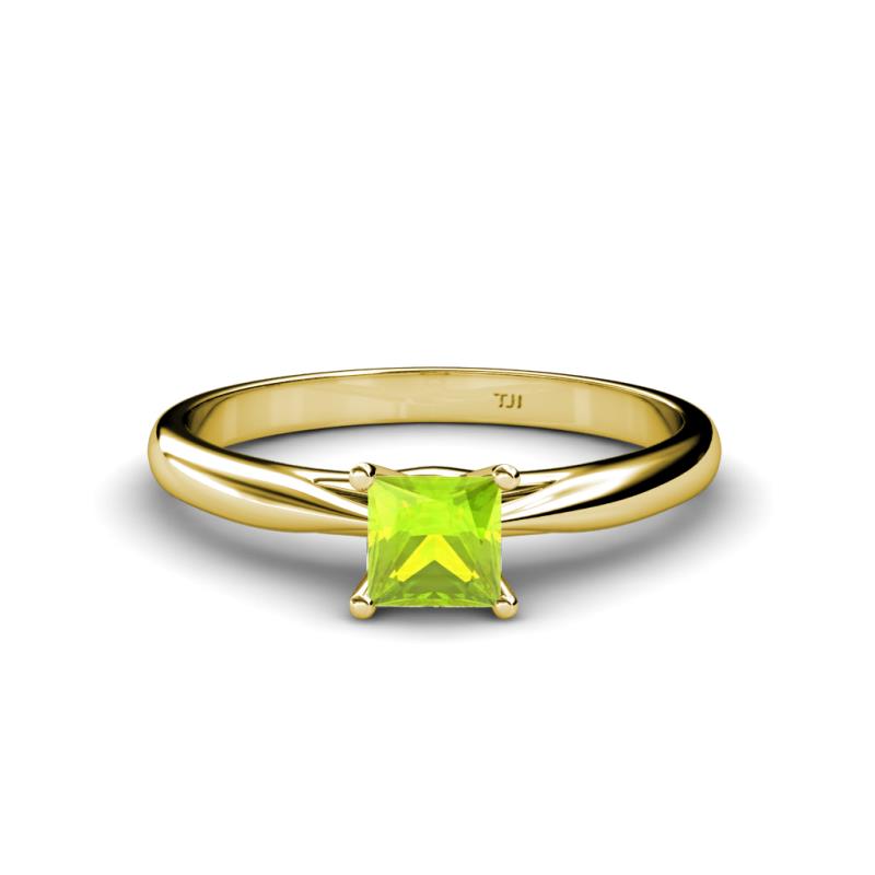 Celine Princess Cut Peridot Solitaire Engagement Ring 