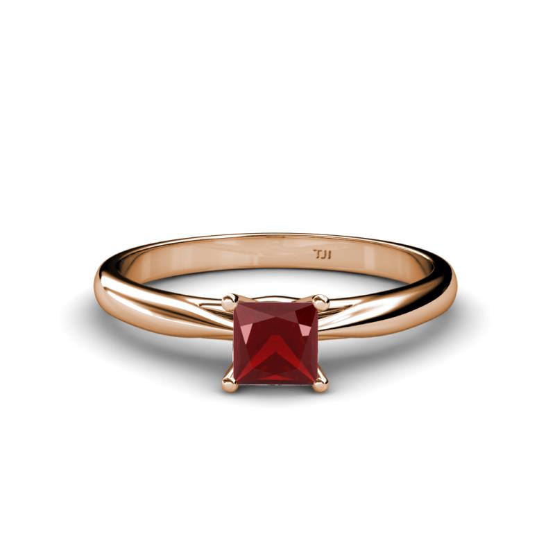 Celine Princess Cut Red Garnet Solitaire Engagement Ring 