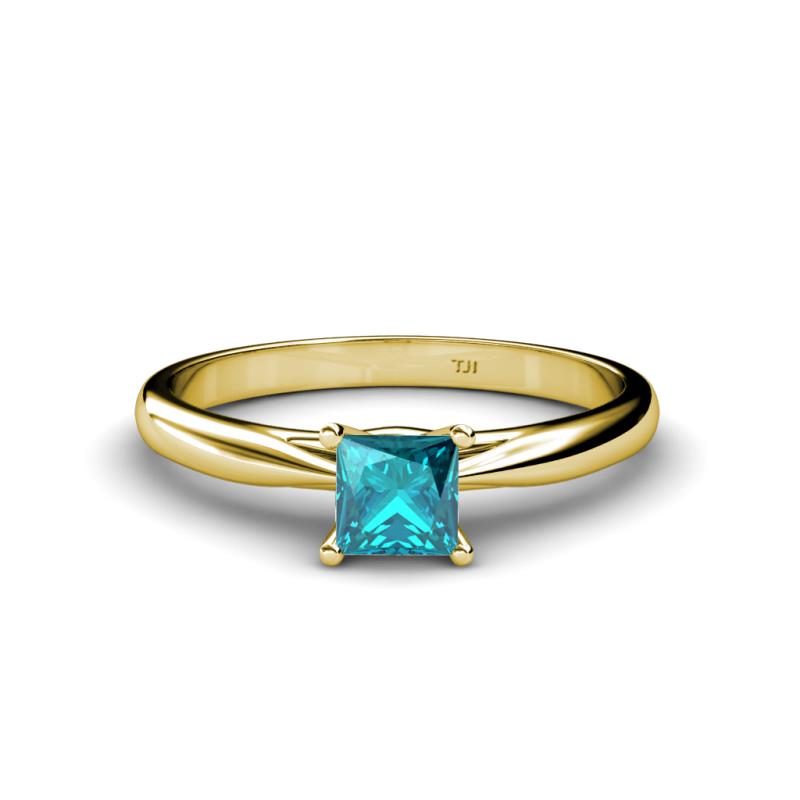 Celine Princess Cut London Blue Topaz Solitaire Engagement Ring 