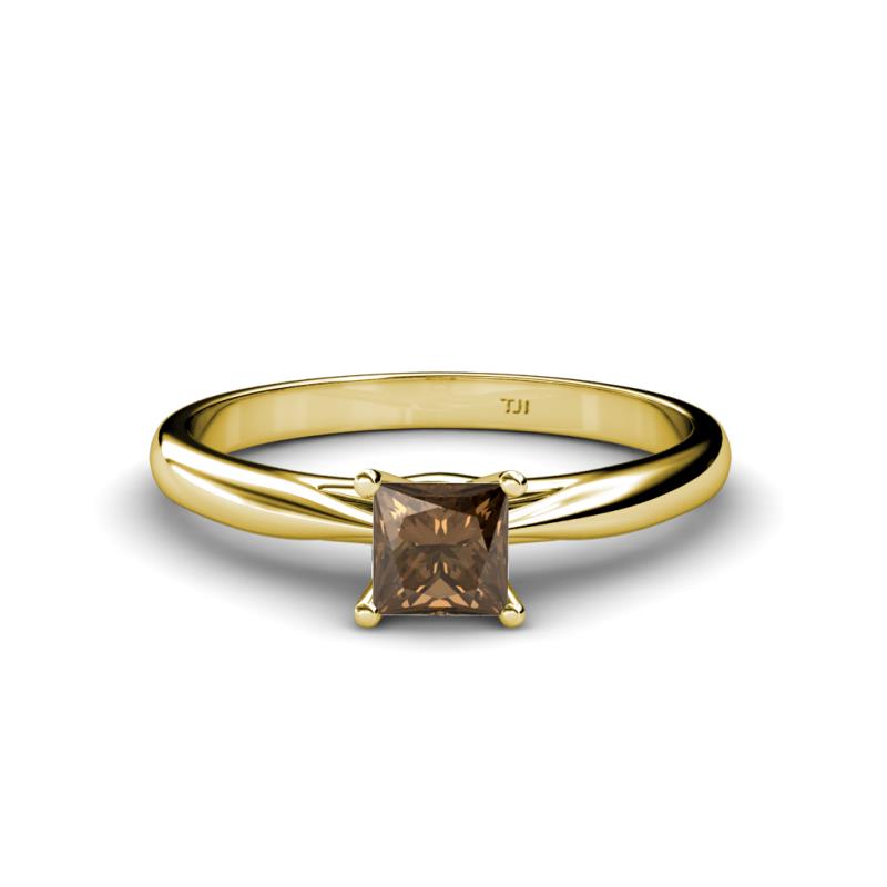 Celine Princess Cut Smoky Quartz Solitaire Engagement Ring 