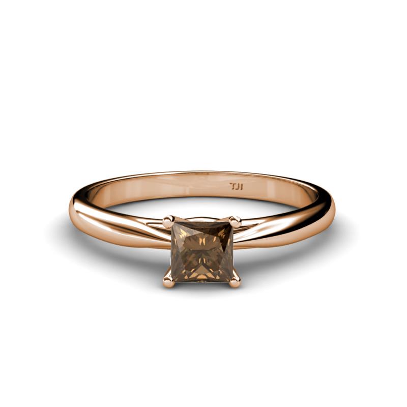 Celine Princess Cut Smoky Quartz Solitaire Engagement Ring 