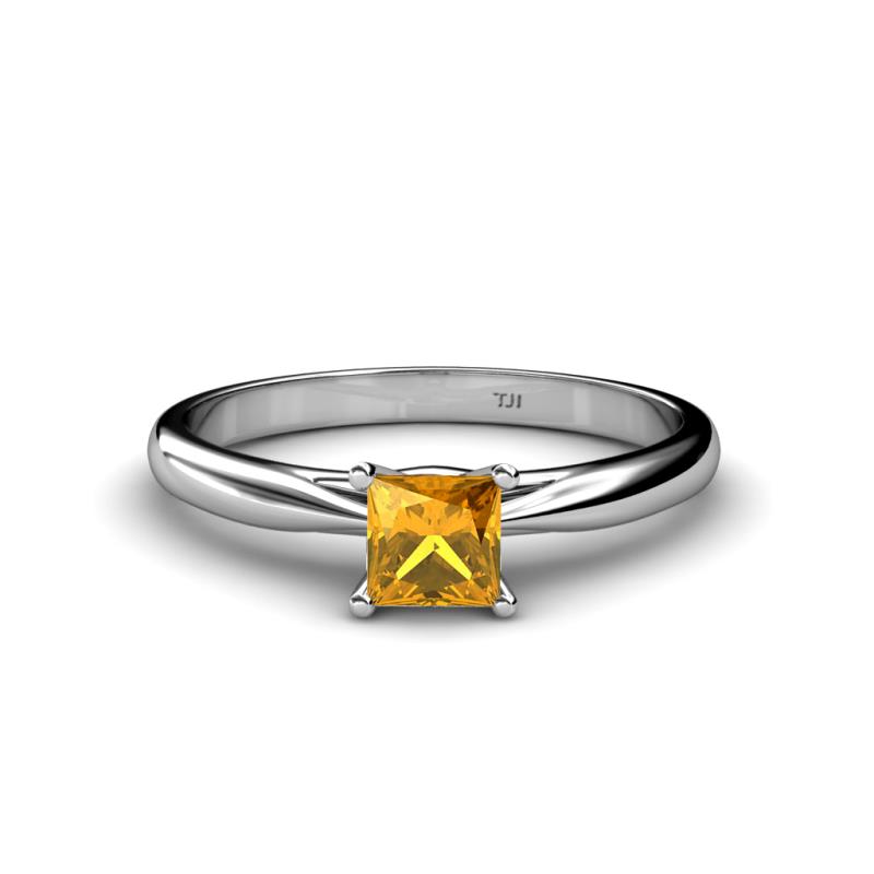 Celine Princess Cut Citrine Solitaire Engagement Ring 