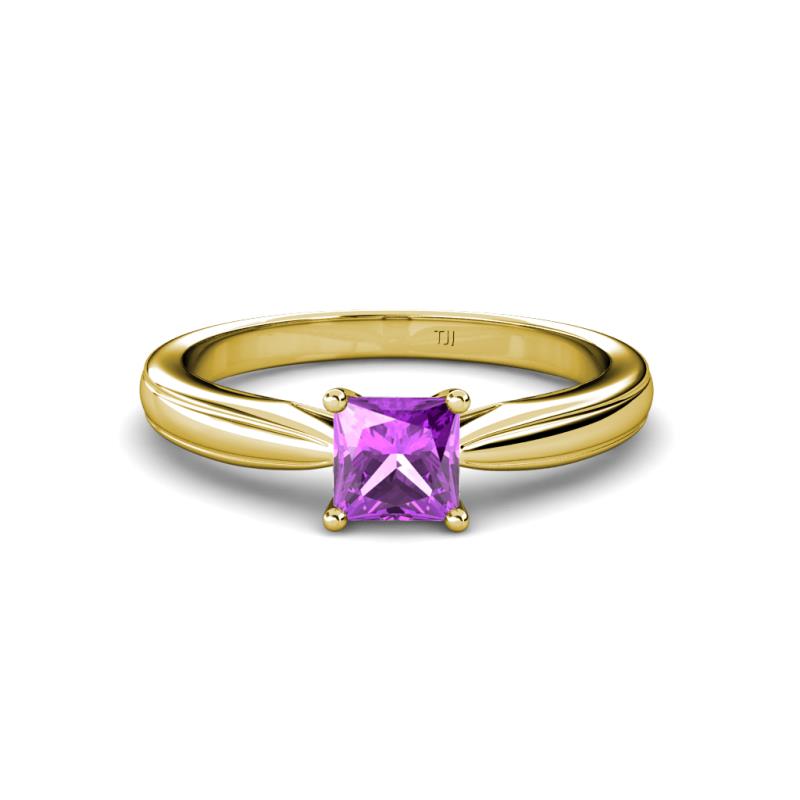 Adsila Princess Cut Amethyst Solitaire Engagement Ring 