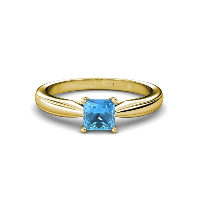 Adsila Princess Cut Blue Topaz Solitaire Engagement Ring 