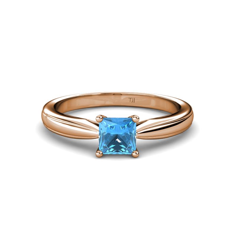 Adsila Princess Cut Blue Topaz Solitaire Engagement Ring 