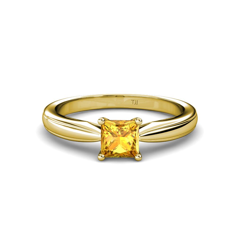 Adsila Princess Cut Citrine Solitaire Engagement Ring 