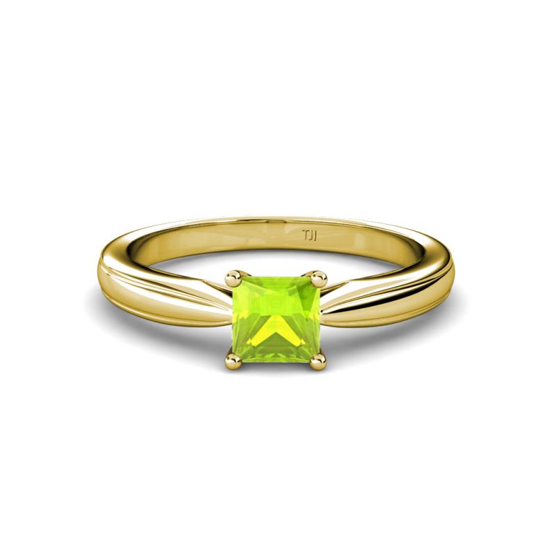 Adsila Princess Cut Peridot Solitaire Engagement Ring 