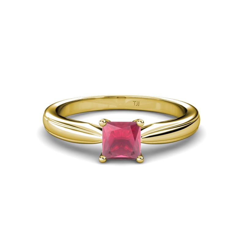 Adsila Princess Cut Rhodolite Garnet Solitaire Engagement Ring 