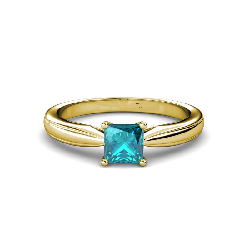 Adsila Princess Cut London Blue Topaz Solitaire Engagement Ring 