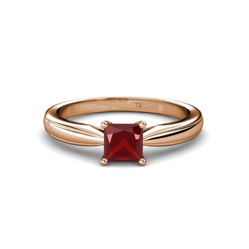 Adsila Princess Cut Red Garnet Solitaire Engagement Ring 