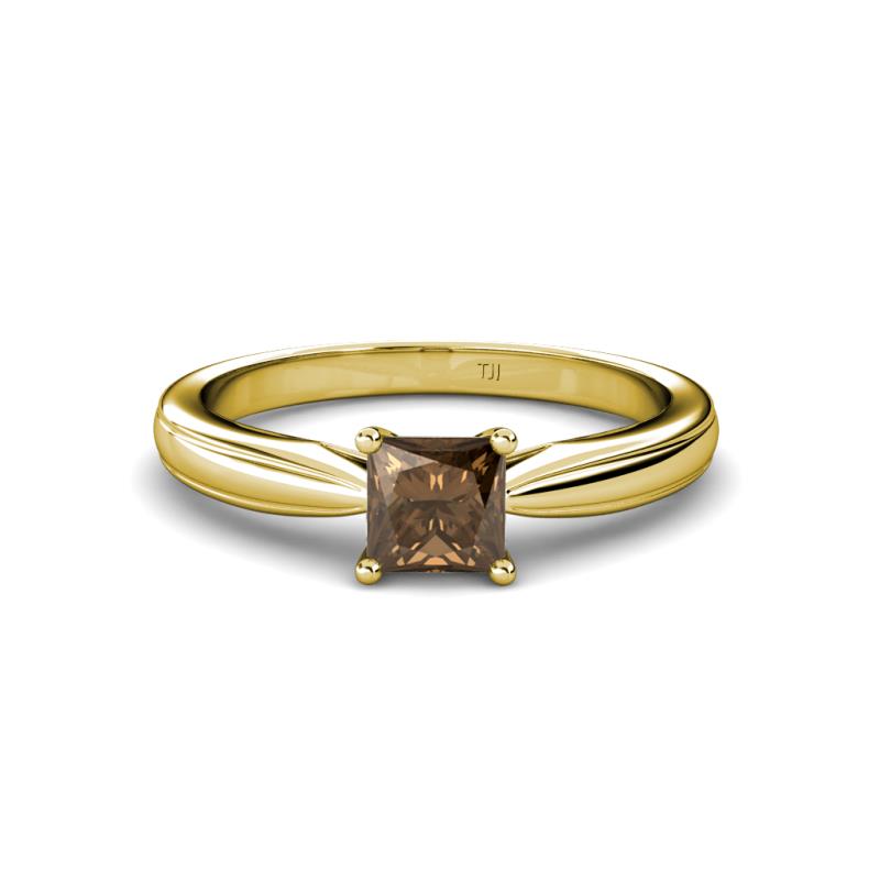 Adsila Princess Cut Smoky Quartz Solitaire Engagement Ring 